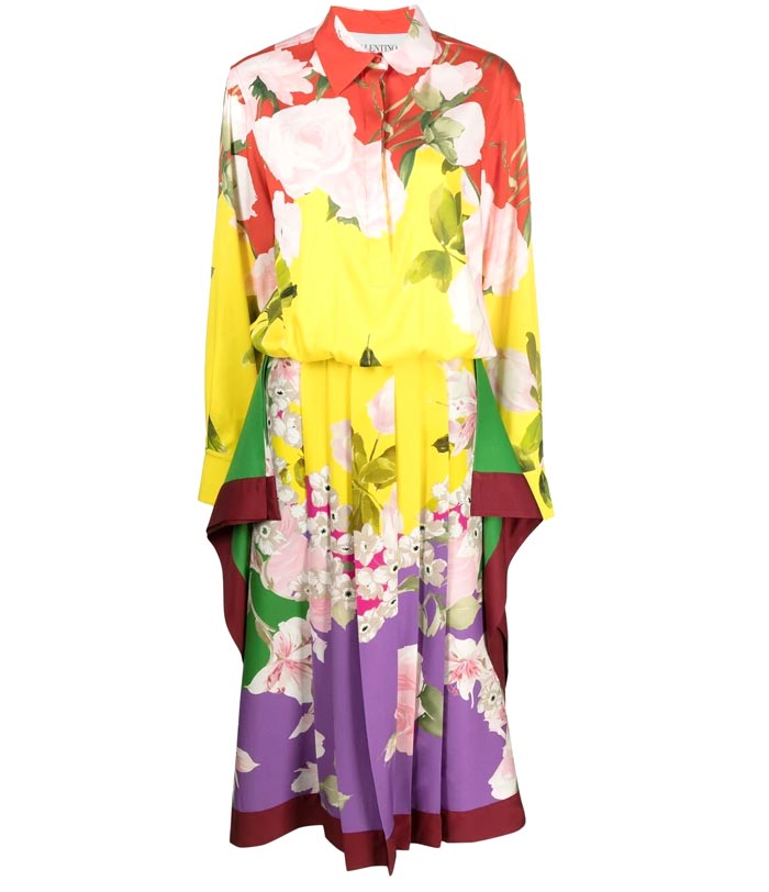 Pleated Floral Midi Dress - Valentino